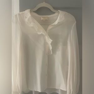 Sezane Chloe 100% Silk Blouse Ecru